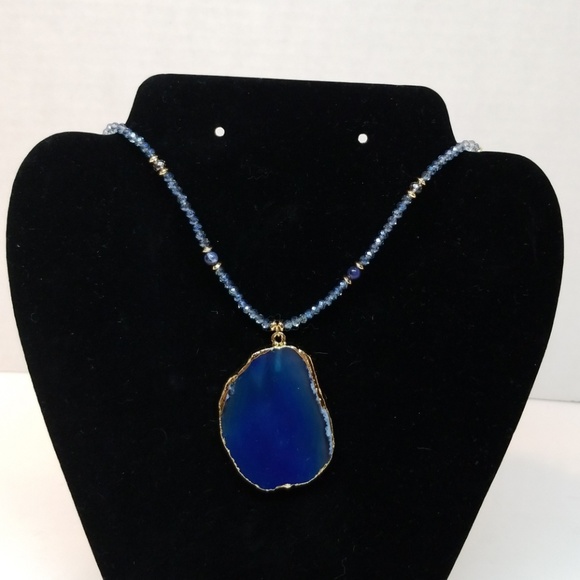Blue slice stone necklace - Picture 2 of 7